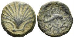 Ancient Coins - Spain, Arse-Saguntum. Circa 200-150 BC. AE Quarter Unit (3.90g, 17mm). SNG BM Spain 1112
