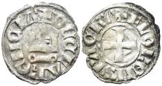 World Coins - Crusaders, Principality of Achaea. Florent de Hainaut. 1289-1297. BI Denier Tournois (0.81g, 19mm). Chiarenza mint. Metcalf, Crusaders, 951-961