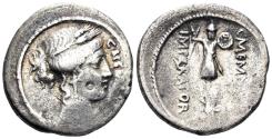 Ancient Coins - C. Memmius C. f. Circa 56 BC. AR Denarius (3.73g, 18.5mm). Rome mint. Crawford 427/1
