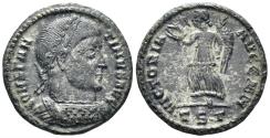 Ancient Coins - Constantine I 'the Great'. 307-337 AD. AE Follis (2.57g, 19mm). Thessalonica mint. Struck 319 AD. RIC 59