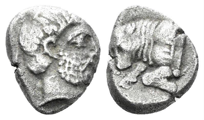 Karian Satraps, Hekatomnos. 395-377 BC. AR Diobol (1.21 gm, 11mm). Mylasa  mint. Winzer 13.1