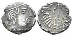 Ancient Coins - India. Maitrakas of Vallabhi. Bhatarka. 470-492 AD. AR Drachm (1.81g, 13mm). MACW # 4888