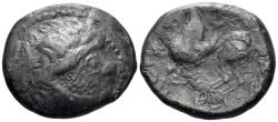 Ancient Coins - Eastern Celtic tribes. 2nd-1st centuries BC. AE Tetradrachm (9.33g, 22mm). Imitating Philip II of Macedon. Kapostaler type. Lanz 807