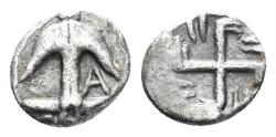 Ancient Coins - Thrace, Apollonia Pontica. Circa 350 BC. AR Hemiobol (0.31g, 7mm). HGC 3.2, 1326