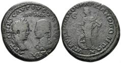 Ancient Coins - Moesia Inferior, Markianopolis. Caracalla, with Julia Domna. 198-217 AD. AE Pentassarion (14.81g, 27.5mm). Quintilianus, magistrate. Varbanov 1035