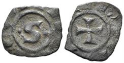 World Coins - Sicilian Kingdom. House of Hohenstaufen. Manfred. 1258-1266. Billon Denaro (0.51g, 14mm). Messina mint. Spahr 198
