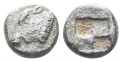 Ancient Coins - Ionia, Uncertain. Circa 550-500 BC. AR Obol(?) (0.91g, 8mm). cf. CNG E-518, lot 188