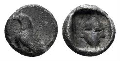 Ancient Coins - Asia Minor. Uncertain (Abydos?). 5th century BC.AR Hemiobol (0.25 gm, 6mm). Naumann Auc. 20, lot 199 (same dies)