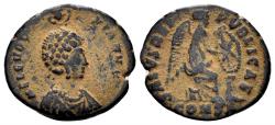 Ancient Coins - Aelia Eudoxia, Augusta. 400-404 AD. AE3 (2.25g, 17mm). Constantinople mint. Struck 402-404 AD. RIC 101