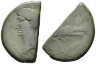 Ancient Coins - Gaul, Nemausus. Augustus. 27 BC-14 AD. AE Halved As (8.26g, 27mm). Struck 10 AD or later. RPC I 523