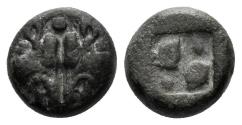 Ancient Coins - Lesbos. Uncertain mint. Circa 500-450 BC. Billon Diobol (1.20 gm, 8.5mm). SNG Copenhagen 287