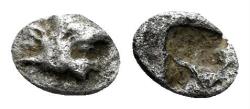 Ancient Coins - Western Asia Minor. Uncertain mint. 5th Century BC. AR Hemitetartemorion (0.12 gm, 5mm). Unpublished (?)
