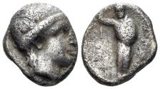 Ancient Coins - Asia Minor, Uncertain mint. Circa 4th-3rd century BC. AR Hemidrachm (1.40g, 12mm). Cf. Numismatik Naumann 92, lot 18