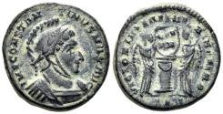 Ancient Coins - Constantine I ‘the Great’. 307-337 AD. AE Follis (3.25g, 18mm). Ticinum mint. Struck 318/9 AD. RIC 87