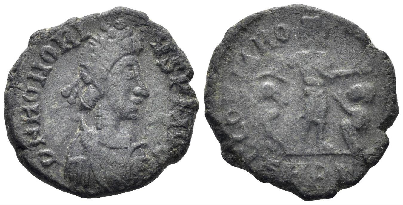 【レア美品】RESPECTUS PANIS II　レスペクチュス・パニス　2 Honorius. 393-423 AD. AE3 (2.57g, 17mm). Rome mint. Struck 393-5