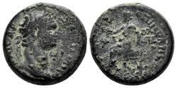 Ancient Coins - Karia, Antioch ad Maeandrum. Domitian. 81-96 AD. AE 18mm (6.43 gm). Ti. Kl. Aglaos Frougi, epimeletheis. RPC II 1219 var