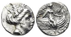 Ancient Coins - Euboia, Histiaia. 196-146 BC. AR Tetrobol (1.89g, 13mm). HGC 1525