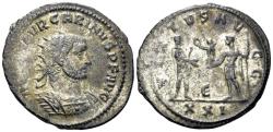 Ancient Coins - Carinus. 282-285 AD. AE Silvered Antoninianus (3.99g, 23mm). Antioch mint. Struck 282/3 AD. RIC 325