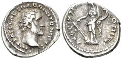 Ancient Coins - Antoninus Pius. 138-161 AD. AR Denarius (3.72g, 19mm). Rome mint. Struck 139 AD. RIC 34