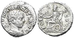 Ancient Coins - Elagabalus. 218-222 AD. AR Denarius (2.77g, 18mm). Antioch mint. Struck 218/9 AD. RIC 189 var.