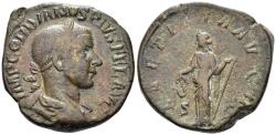 Ancient Coins - Gordian III. 238-244 AD. AE Sestertius (22.17g, 32mm). Rome mint. Struck early 241 AD. RIC 300