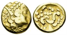 Ancient Coins - Northwest Gaul. Ambiani. Late 2nd to mid 1st century BC. AV Stater (Gold, 6.77 gm, 17mm). DT 159