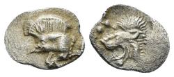 Ancient Coins - Mysia, Kyzikos. Circa 510-475 BC. AR Hemiobol (0.38 gm, 10mm). SNG Kayan 56