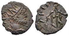 Ancient Coins - Tetricus I. 271-274 AD. AE Antoninianus (0.67g, 11mm). Irregular mint. Salus type (?)