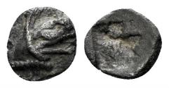 Ancient Coins - Ionia, Teos. Circa 475-450 BC. AR Tetartemorion (0.21 gm, 6mm). Balcer 123