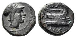 Ancient Coins - Macedonian Kingdom. Demetrios Poliorketes. 306-283 BC. AE 12mm (1.92g). Karian mint. Newell, Demetrios, 41