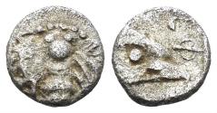 Ancient Coins - Ionia, Ephesos. Circa 500-420 BC. AR Milesian standard 1/64th Stater (0.20g, 6mm). SNG Copenhagen 211