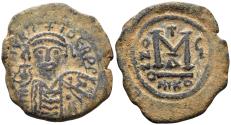 Ancient Coins - Maurice Tiberius. 582-602. AE Follis (11.57g, 32mm). Nicomedia mint. Dated RY 6 (587/8). SB 512