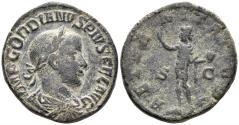 Ancient Coins - Gordian III. 238-244 AD. AE Sestertius (18.67g, 31mm). Rome mint. Struck 241-3 AD. RIC 297a