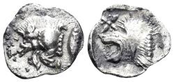 Ancient Coins - Mysia, Kyzikos. Circa 450-400 BC. AR Hemiobol (0.39g, 10mm). Von Fritze II 14