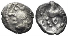 Ancient Coins - Celtic, Central Gaul, Aedui. Circa 80-50 BC. AR Quinarius (1.48g, 12mm). D&T 3189