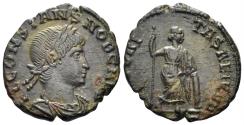 Ancient Coins - Constans, as Caesar. 333-337 AD. AE Nummus (1.59g, 16mm). Rome mint. Struck 335-7 AD. RIC 34