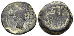 Ancient Coins - Hispania, Carteia. Augustus period. 27 BC.-14 AD. AE Semis (8.82 gm, 23mm). Cadiz mint. RPC 122