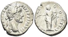 Ancient Coins - Antoninus Pius. 138-161 AD. AR Denarius (3.11g, 18mm). Rome mint. Struck 155/6 AD. RIC 252