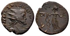 Ancient Coins - Tetricus I. 271-274 AD. AE Antoninianus (2.45 gm, 16mm). Irregular mint. Uncertain goddess (Laetitia ?)