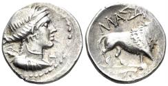 Ancient Coins - Gaul. Massalia. Circa 90-49 BC. AR Drachm (2.63g, 17mm). Maurel 750