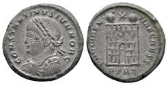 Ancient Coins - Constantine II, as Caesar. 316-337 AD. AE Follis (2.53 gm, 18mm). Treveri mint. Struck 325/6 AD. RIC 463