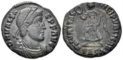 Ancient Coins - Valens. 364-378 AD. AE3 (2.71g, 17mm). Thessalonica mint. Struck 367-70 AD. RIC 18b