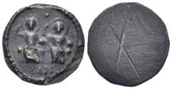 Ancient Coins - Anonymous. Circa 5th century. AE Exagium Coin Weight (?)(1.38g, 14mm). Cf. Elec. Auc. 542, lot  456