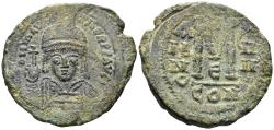Ancient Coins - Maurice Tiberius. 582-602. AE Follis (12.64g, 31mm). Constantinople mint. Dated RY 2 (583/4). SB 494