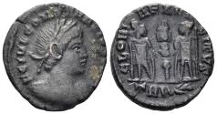 Ancient Coins - Constantine II, as Caesar. 317-337 AD. AE Follis (1.73g, 15mm). Imitating the Treveri mint. Struck circa 330-1 AD. Cf. RIC 520