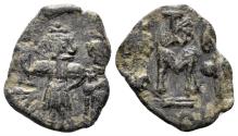 Ancient Coins - Constans II, with Constantine IV, Heraclius, and Tiberius. 641-668. AE Follis (2.23g, 19mm). Syracuse mint. Struck 665-8. SB 1110