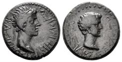 Ancient Coins - Bosporos Kingdom. Rhoemetalces, with Augustus. Circa 11 BC-12 AD. AE 18mm (4.31 gm). RPC I 1718