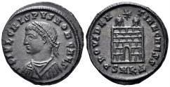 Ancient Coins - Crispus, Caesar. 317-326 AD. AE Follis (4.18g, 20mm). Cyzicus mint. Struck 324/5 AD. RIC 25