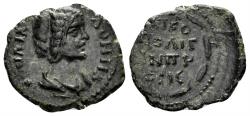 Ancient Coins - Moesia Inferior, Nicopolis ad Istrum. Julia Domna, Augusta. 193-217 AD. AE Assarion (2.04 gm, 18mm). Varbanov -