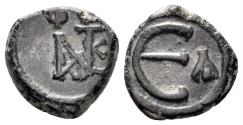 Ancient Coins - Justin II. 565-578. AE Pentanummium (1.93 gm, 13mm). Constantinople mint. SB 363